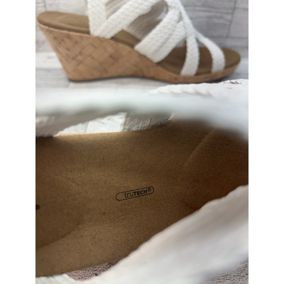Rockport Shoes Womens Size 9 White Wedge Sandals Cork Platform Strappy‎ TruTECH - Picture 10 of 15